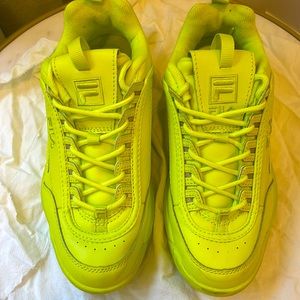Fila neon sneakers. Size 7.5 but feels like a 7